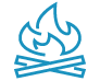 Egypt Tours 3 Blue outline of a stylized campfire, showing a flame above two crossed logs.